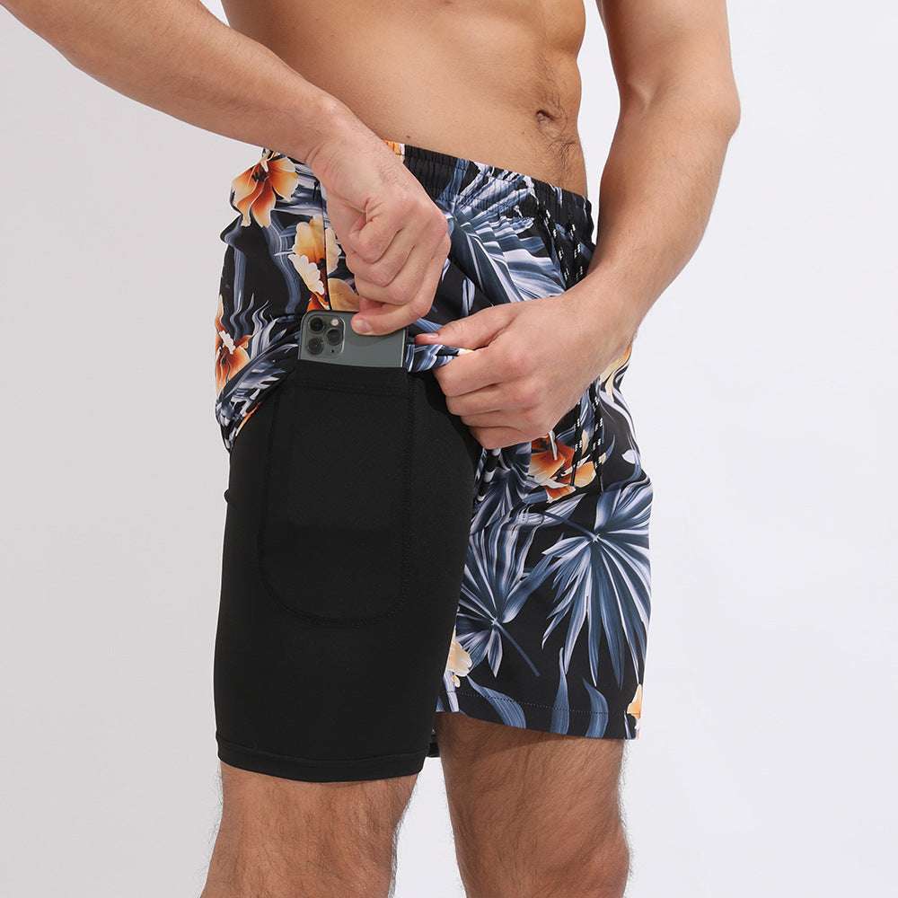 Gradient Printed Beach Shorts Double Layer Casual Sport Shorts - globaltradeleader