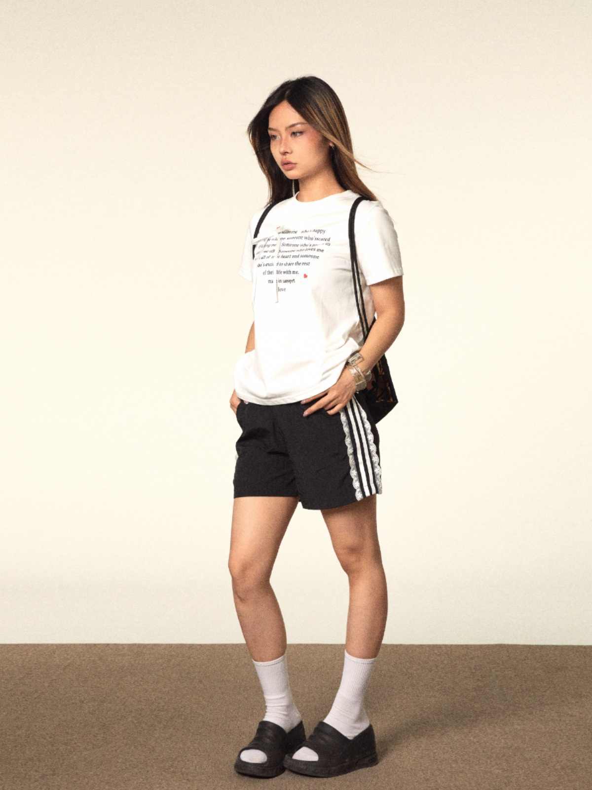 Lace Shorts Home Leisure Wide Leg Elastic Waist Sports Pants - globaltradeleader