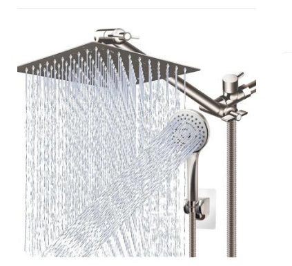 Stainless Steel Top Spray With Extension Rod 9 Function Handheld Dual Shower Set - globaltradeleader