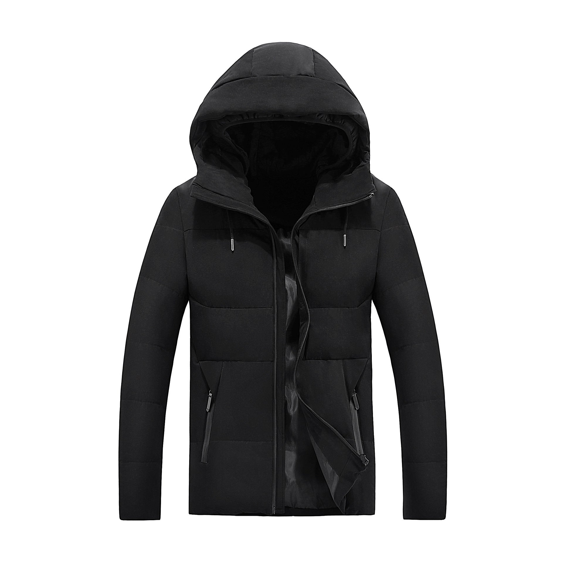 Men's Solid Color Hooded Cotton Jacket
