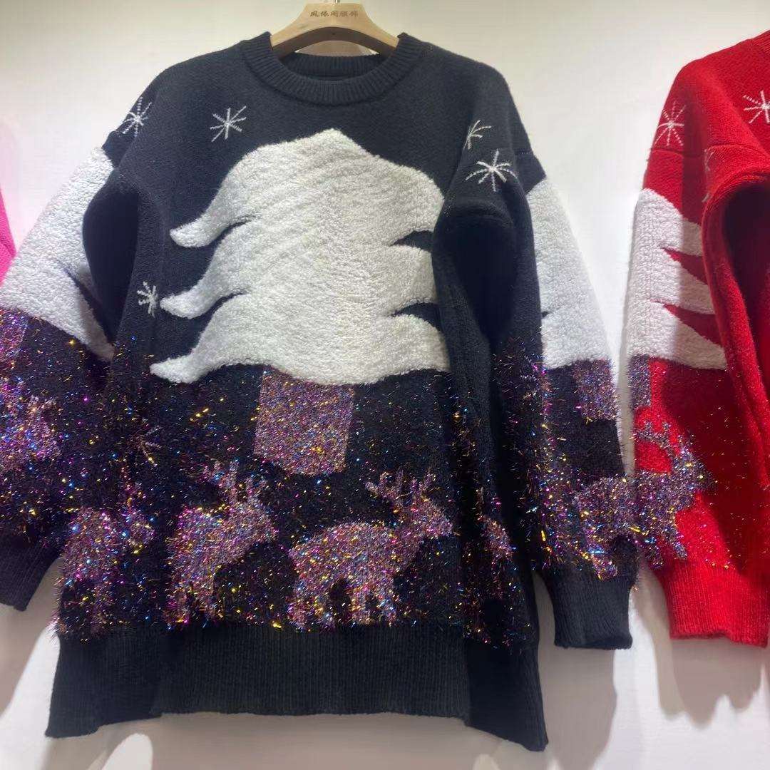 Women's Mid-length Christmas Lazy Loose Bottoming Sweater - globaltradeleader