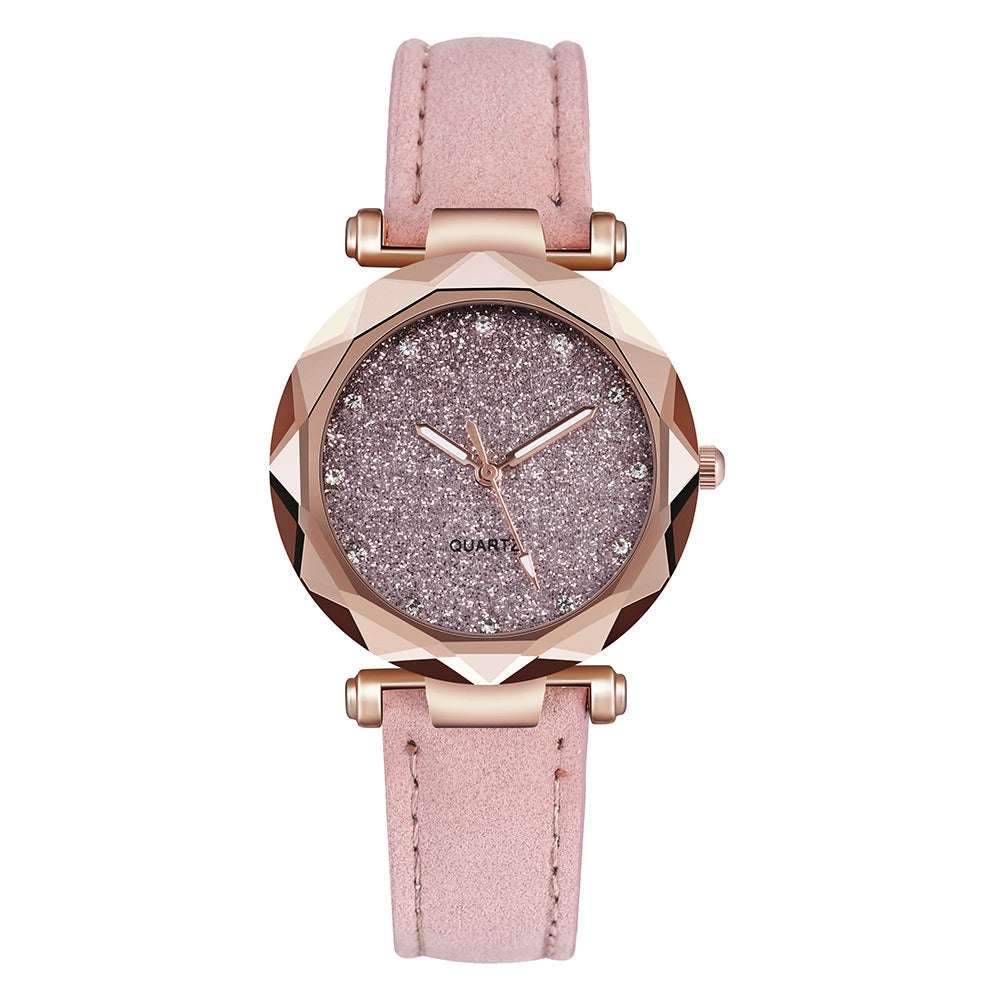 Casual Women Romantic Starry Sky Wrist Watch Leather Rhinestone Designer Ladies Clock - globaltradeleader