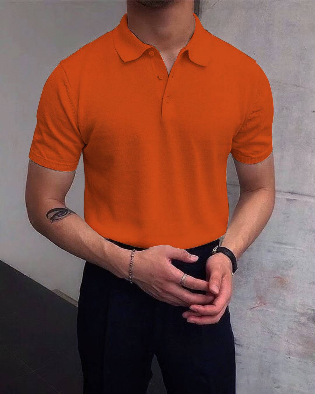 Men's Summer Lapels T-shirt Solid Color Casual - globaltradeleader