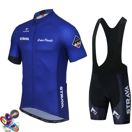 New Strava Cycling Jersey Short Sleeve Suit Summer Road Bike Mountain Bike Bicycle Breathable Perspiration