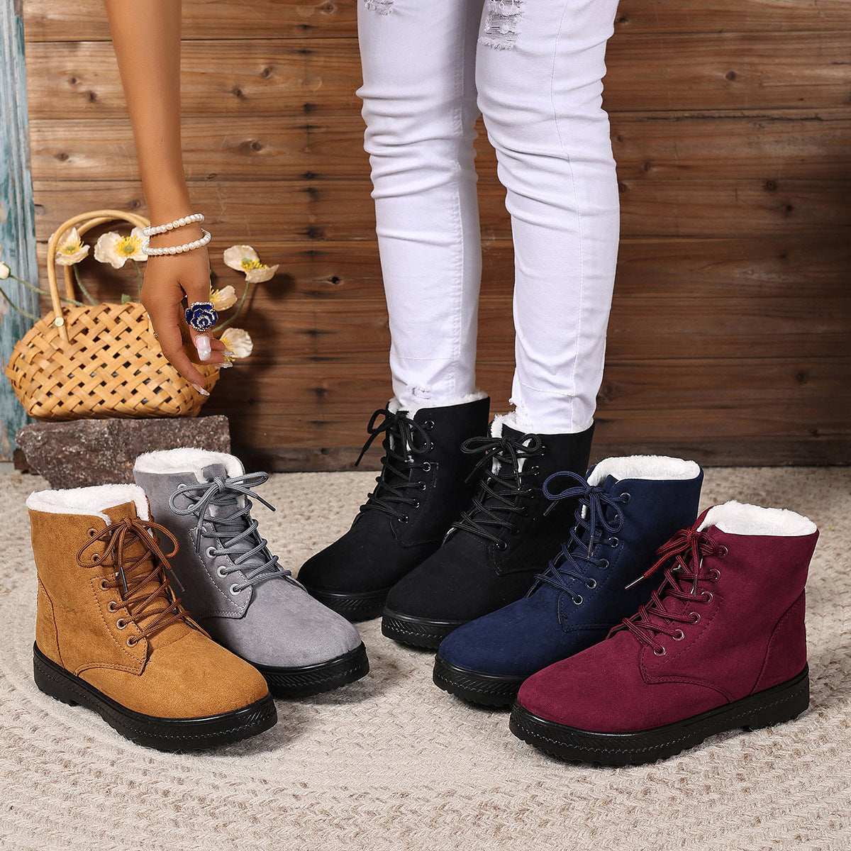 Women's Fashionable Waterproof High-top Cotton-padded Snow Boots - globaltradeleader