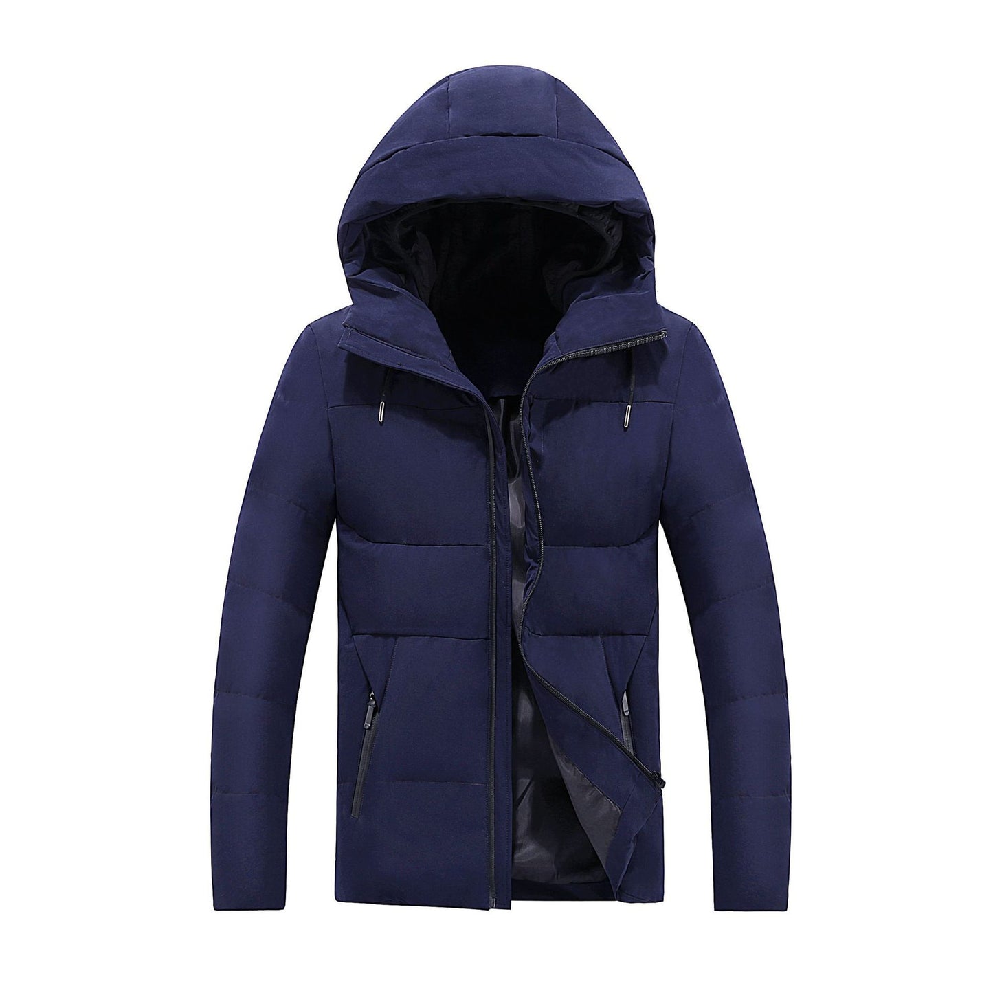 Men's Solid Color Hooded Cotton Jacket