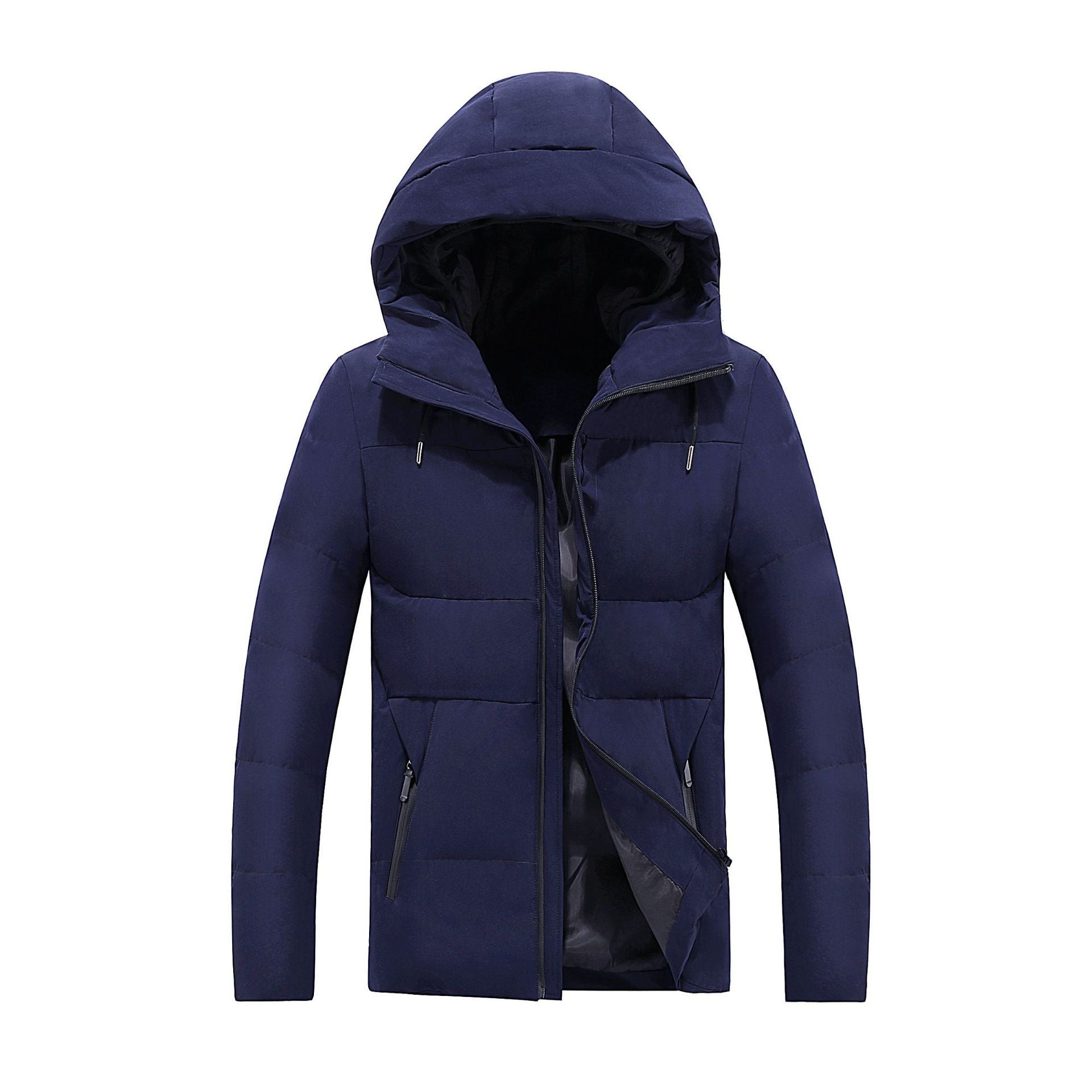 Men's Solid Color Hooded Cotton Jacket