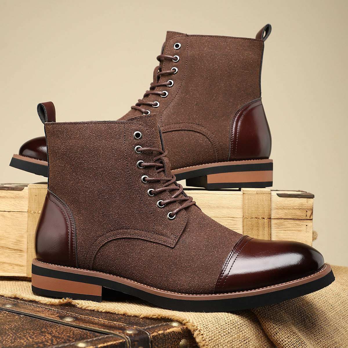 Men's Trendy Sleeve Leather All-match Casual Martin Boots - globaltradeleader
