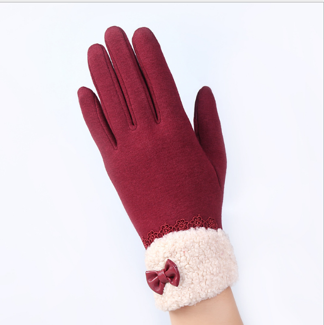 Touch screen ladies winter gloves outdoor sports cycling driving warm gloves not falling velvet gloves