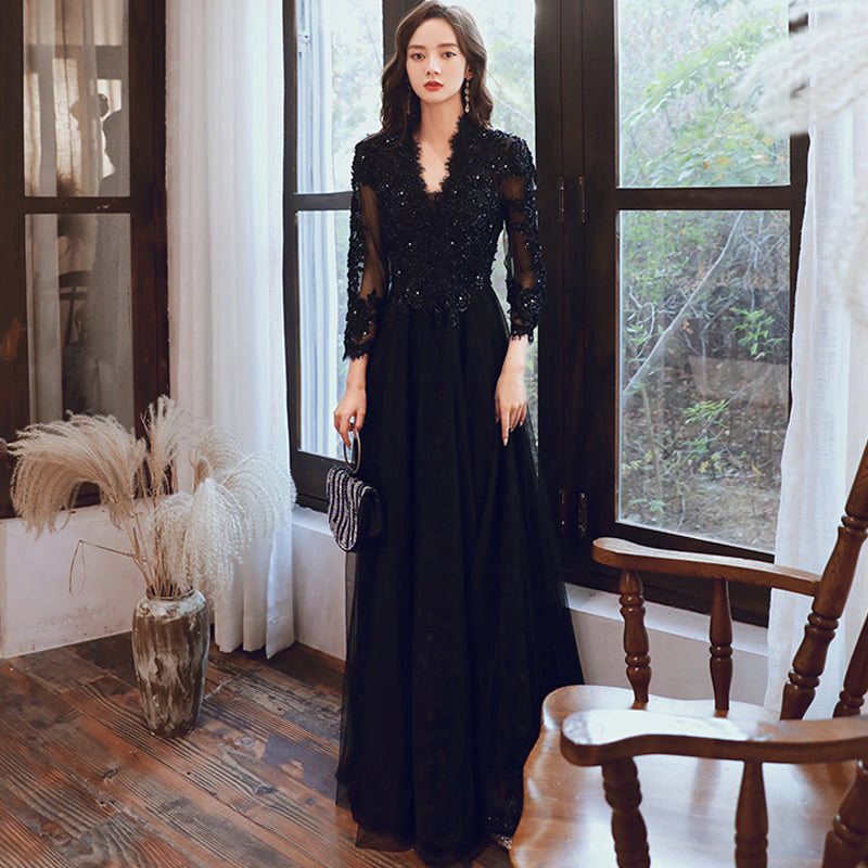 Black Evening Dress  Feminine And Luxurious - globaltradeleader