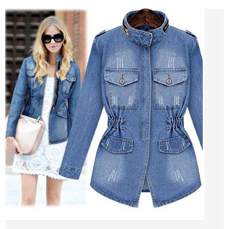 Autumn And Winter New European And American Women's Denim Coat Large Size Fat Girls Long Sleeve Coat Women
