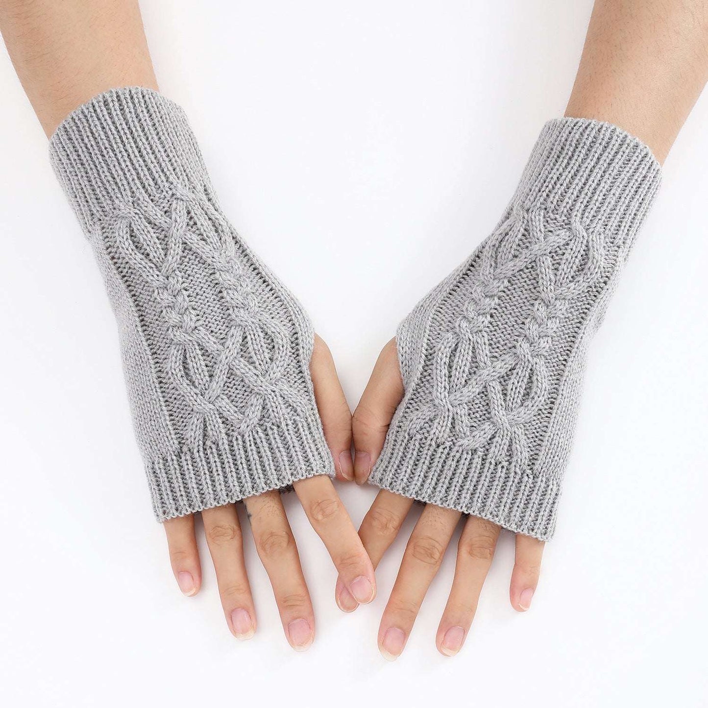 Knitted Half Gloves Female Cute Winter Open Finger Half Finger Student Male And Female Couple Wool - globaltradeleader