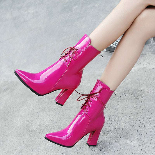 Autumn And Winter Chelsea Ankle Boots European And American Street Style Fashion High Heels Temperament Large Size Middle Tube Women's Boots