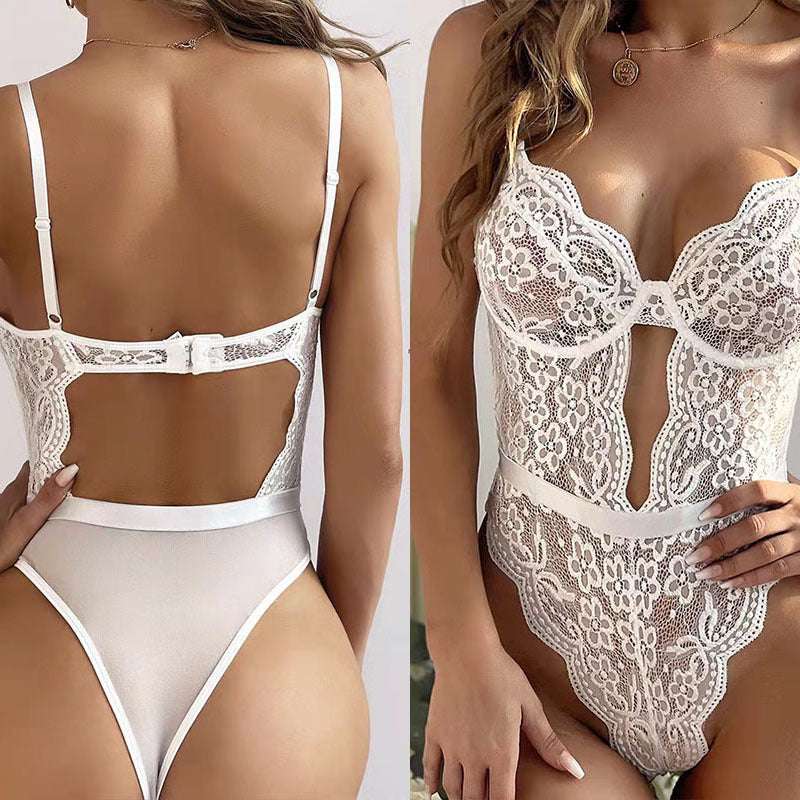 Women's Lace Jumpsuit With Transparent Suspenders