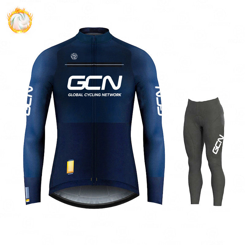 GCN Fleece Long Sleeve Cycling Jersey Cycling Jersey Running MTB Winter New Series