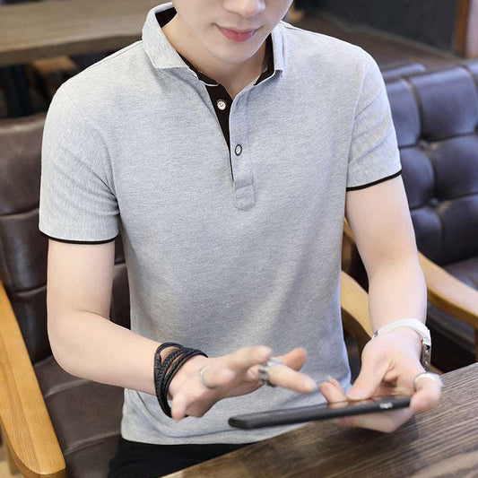 Polo Shirt For Men Casual Short Sleeve Polo Shirts Patchwork Turn-down Collar Zipper T-Shirt Summer Men Shirt Tops - globaltradeleader