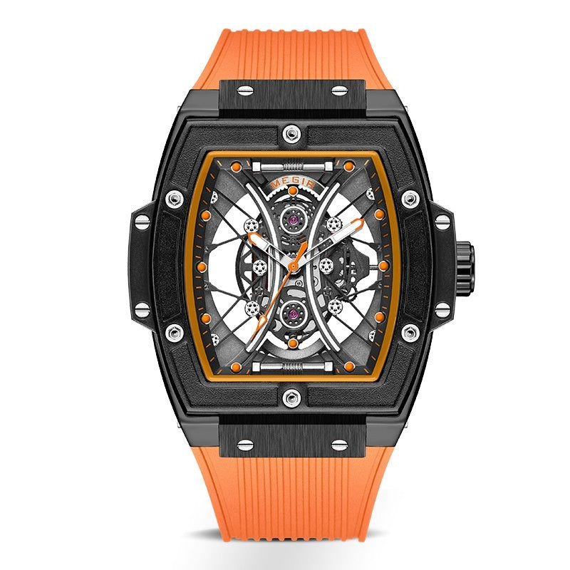 Men's Tonneau Fashion Trend Silicone Strap Luminous Sports Watch - globaltradeleader