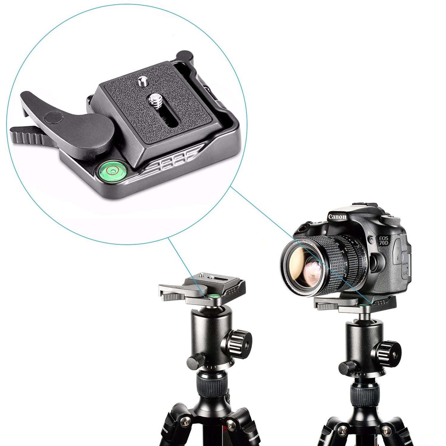 Compatible with Apple, Neewer Black Aluminum Alloy Quick Release QR Plate Adapterfor DSLR Camera Tripod Monopod Stabilizer Ball Head
