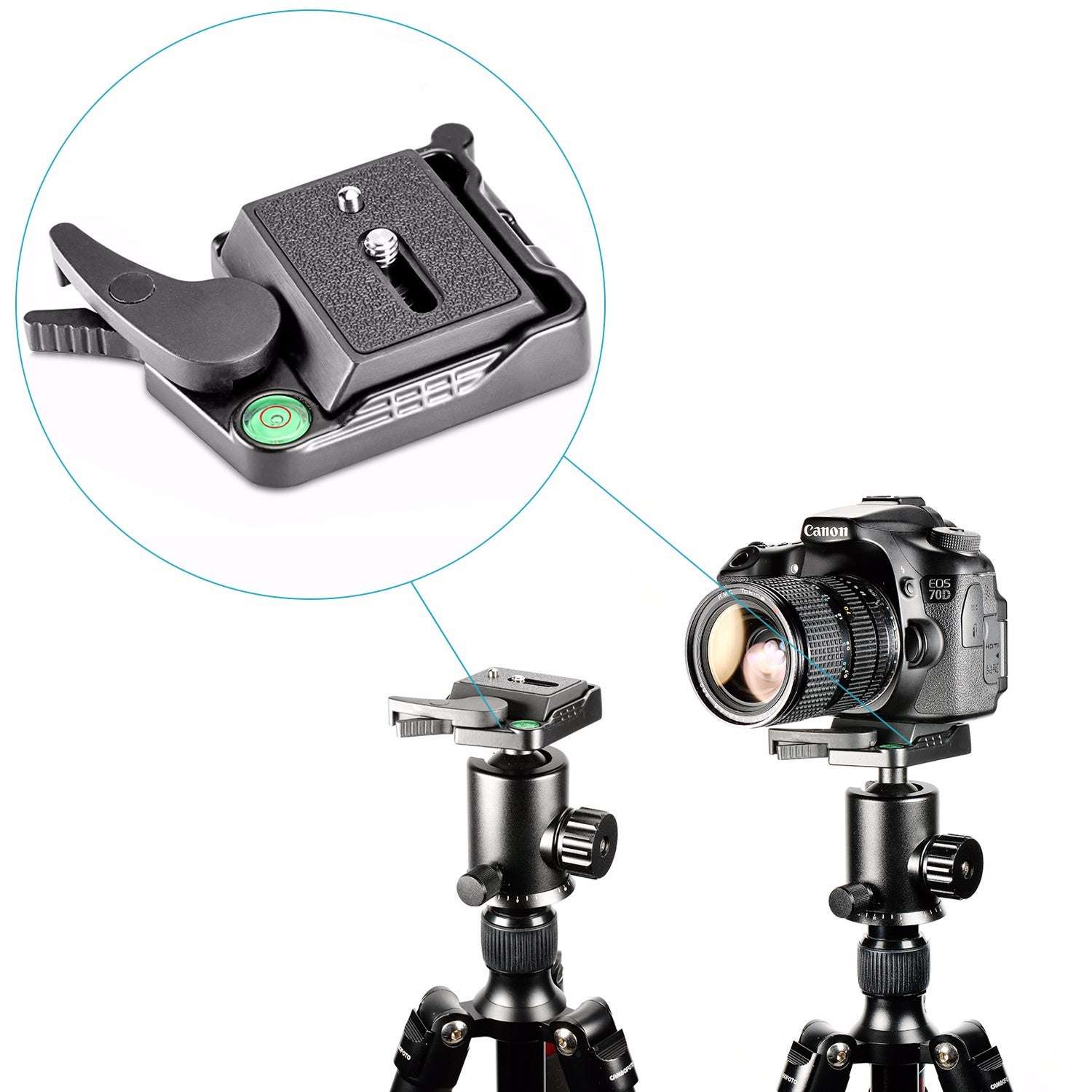 Compatible with Apple, Neewer Black Aluminum Alloy Quick Release QR Plate Adapterfor DSLR Camera Tripod Monopod Stabilizer Ball Head