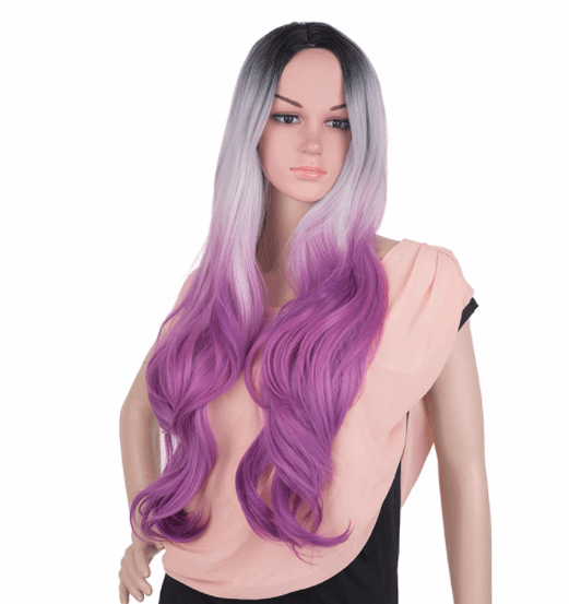 Cos Head Cover Chemical Fiber Gradient Dyed Long Curly Hair Wig