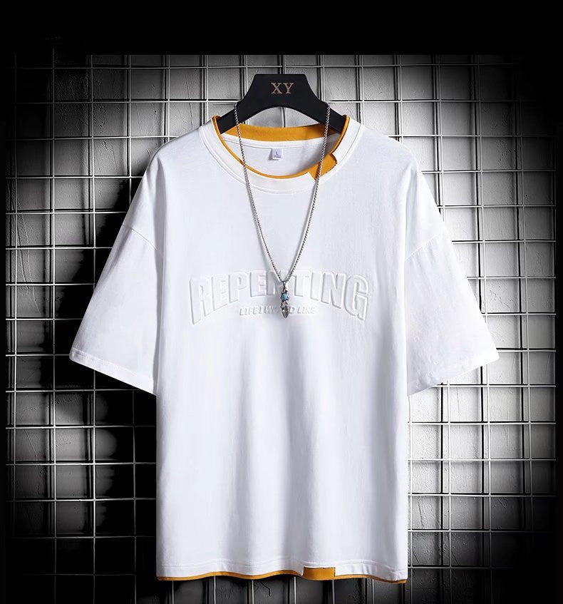 Fake Two-piece Casual Bottoming Shirt Summer Short-sleeved