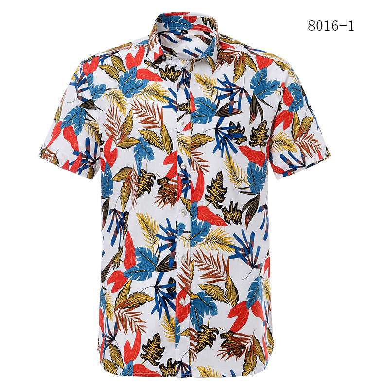 Printed short-sleeved shirt men's European beach