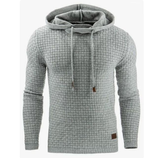 Men's Jacquard Sweater Long-sleeved Hoodie Warm Color Hooded Sweatshirt Jacket - globaltradeleader