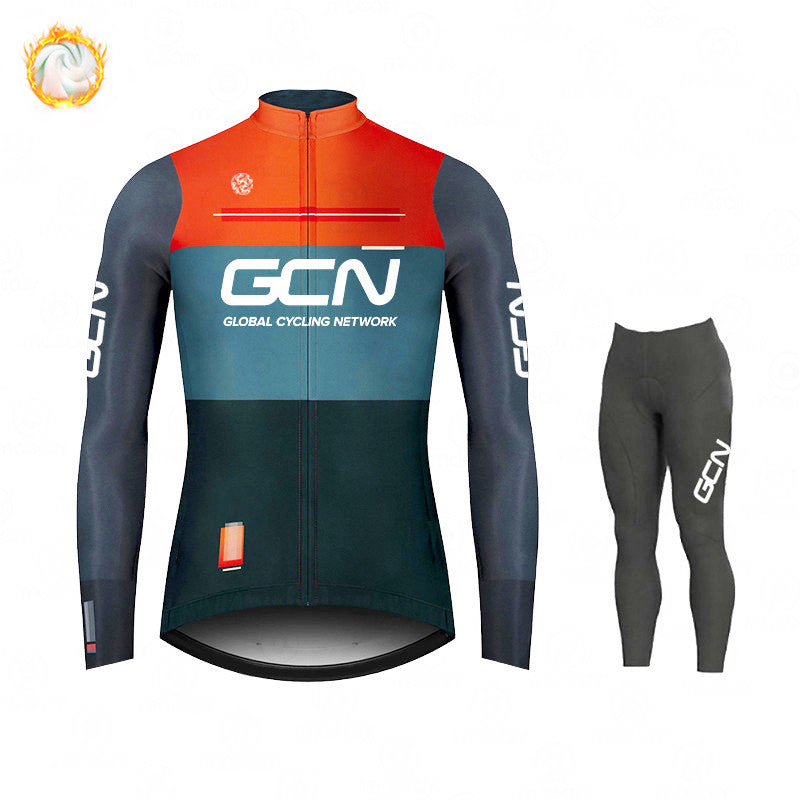 GCN Fleece Long Sleeve Cycling Jersey Cycling Jersey Running MTB Winter New Series