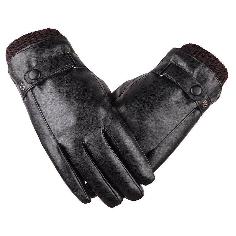 Men's Winter Riding Fleece Padded PU Gloves - globaltradeleader