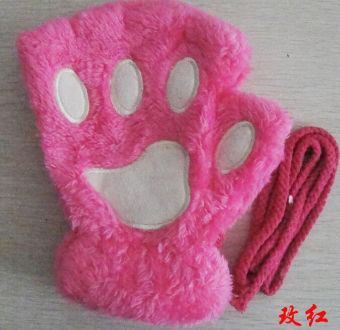 Winter Lovely Half Cover Paw Bear Cat Claw Gloves Short Finger - globaltradeleader