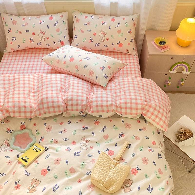 Printed Cartoon Girl Quilt Cover Cotton Four-piece Bed Sheet