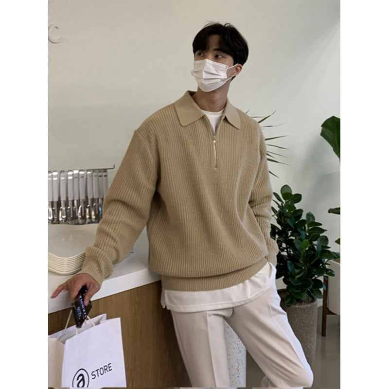 Long-sleeved Sweater Coat With Solid Color - globaltradeleader