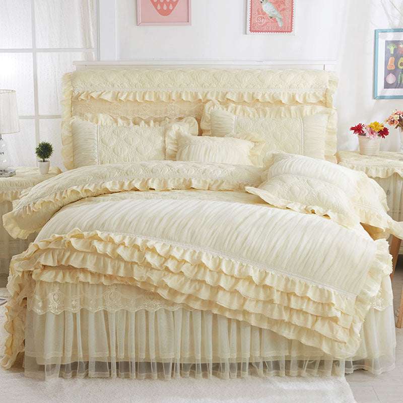Korean Style Lace Quilted Padded Bedspread - globaltradeleader