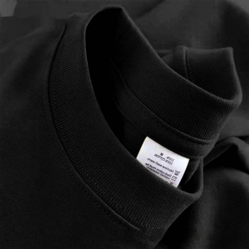 High Quality Cotton Heavy Loose Bottoming Shirt Casual Basic T-shirt Pure Cotton Retro Solid Color Round Neck Men's Short Sleeve - globaltradeleader