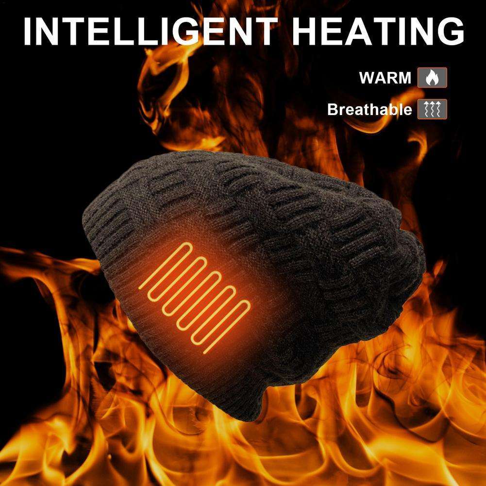 Unisex Fleece Hat Winter Warm Hat USB Rechargeable Electric Heating Hat For Outdoor Climbing Riding Fishing Hiking Accessory