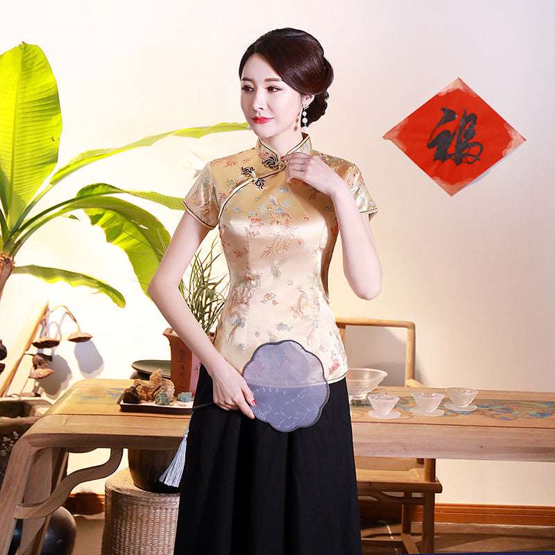 Improved Cheongsam Top Brocade Slim Retro Women