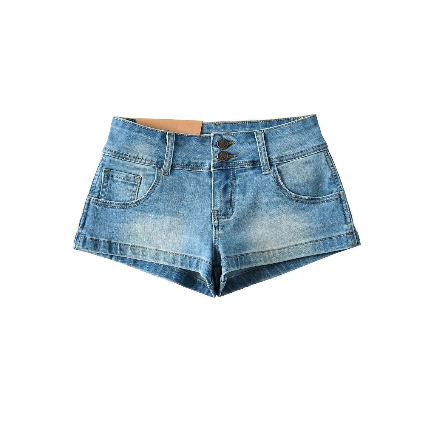 European And American Style Two-button Distressed Tight Stretch Denim Shorts - globaltradeleader