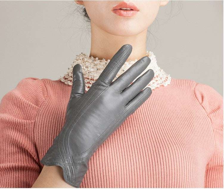 Women's Fashion Winter Warm Gloves Real Lamb Leather Handmade Curve Sheepskin Gloves - globaltradeleader