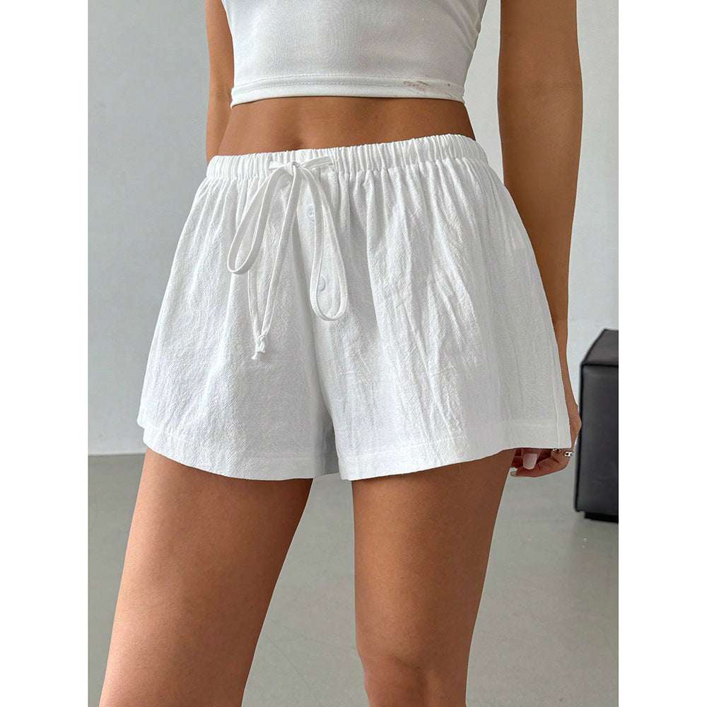 Fashionable Basic Striped Elastic Casual Shorts Home Loose Slimming - globaltradeleader