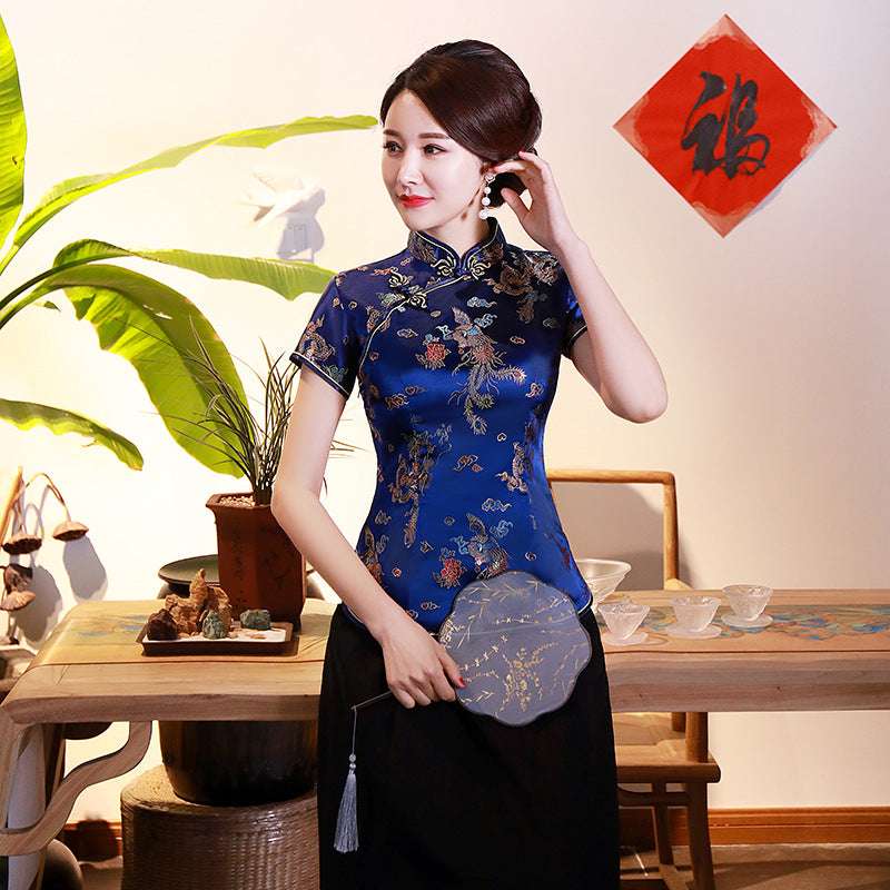 Improved Cheongsam Top Brocade Slim Retro Women