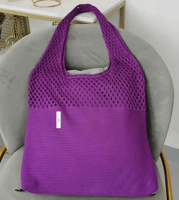 Simple Vintage Cutout Knit Tote Bag