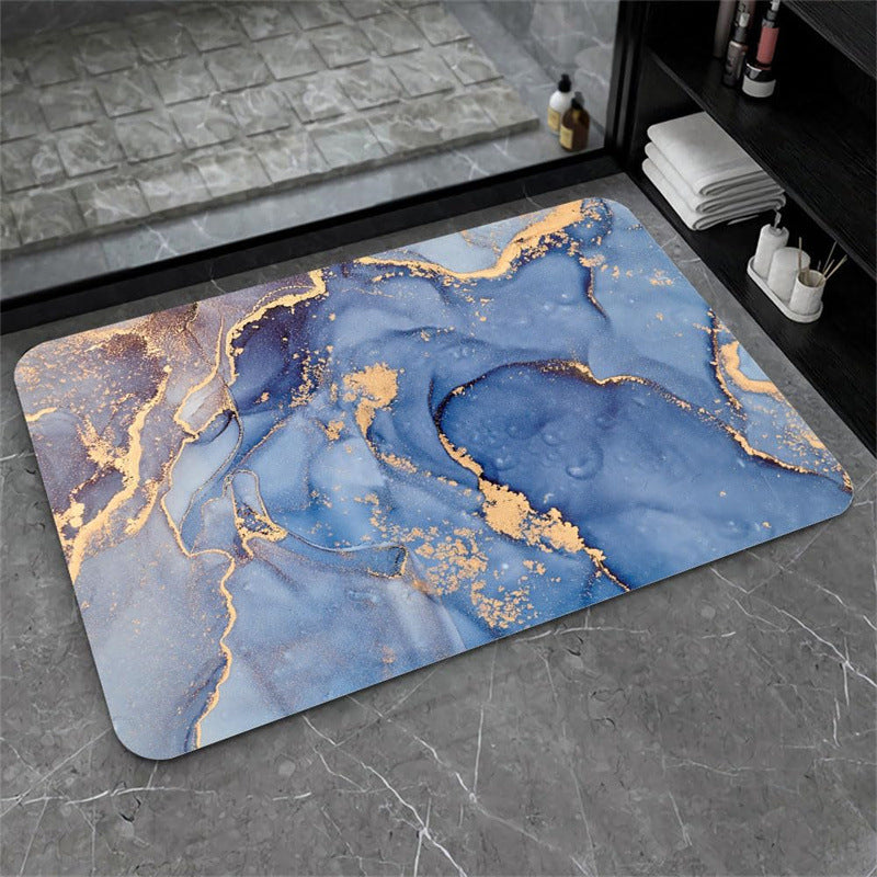 Nordic Light Luxury Marbling Diatom Ooze Absorbent Non-slip Floor Mat Toilet Door Quick-drying Feet - globaltradeleader