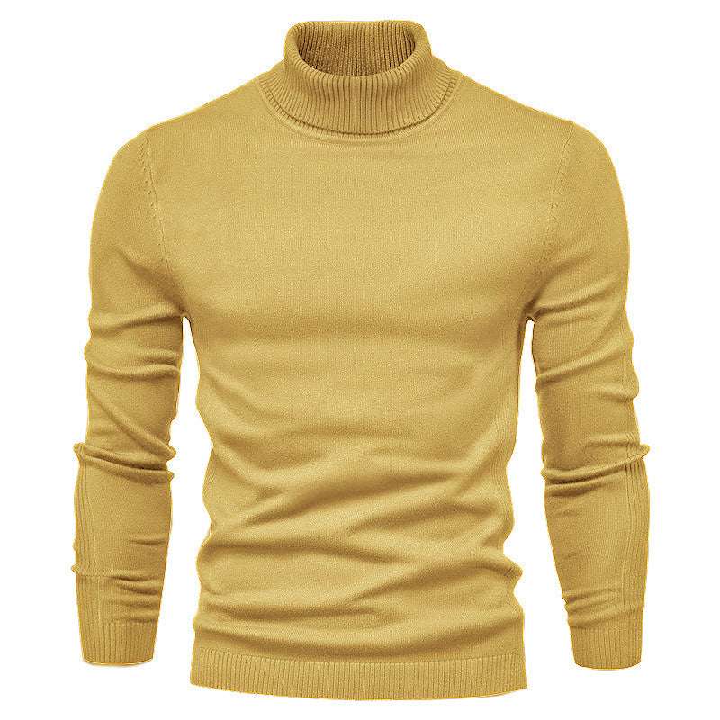 Men's Solid Color Slim Pullover Turtleneck Sweater Winter Casual Tops Clothing - globaltradeleader