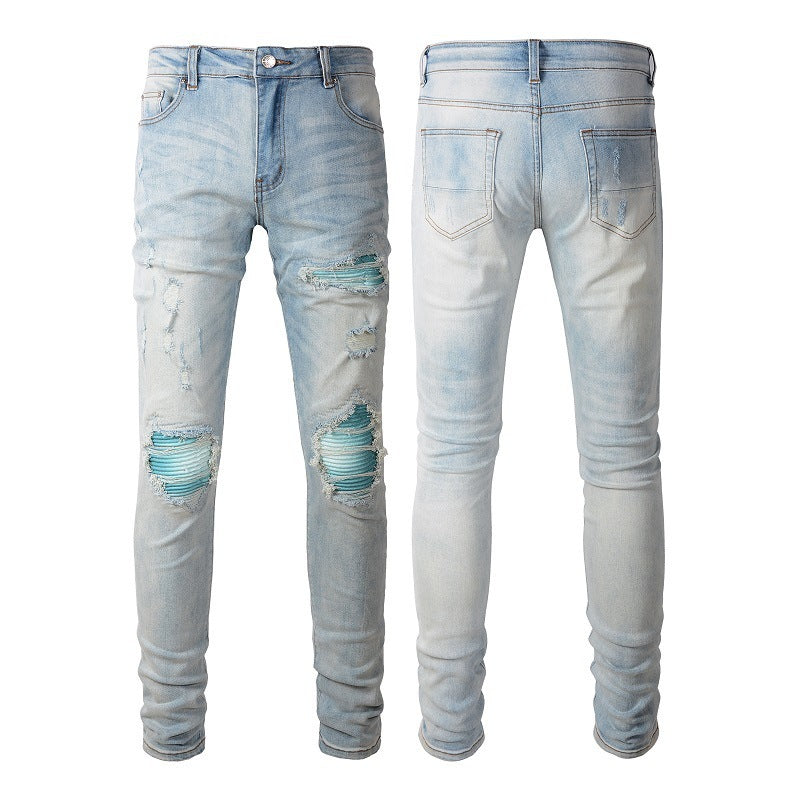 Men's Slim Fitting Stretch Ripped Skinny Jeans - globaltradeleader