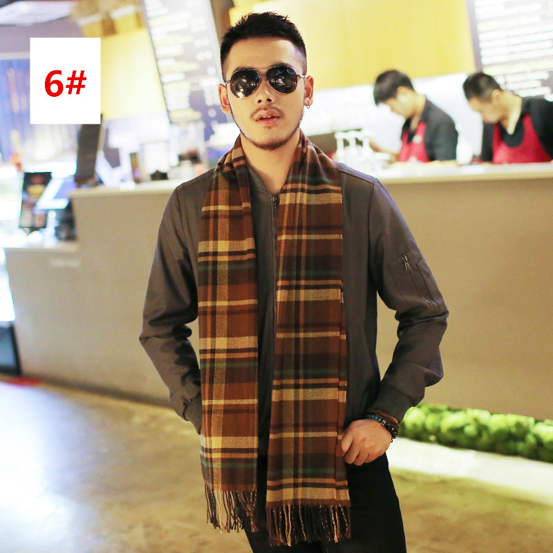 Men's Fashion Casual Warm Plaid Scarf