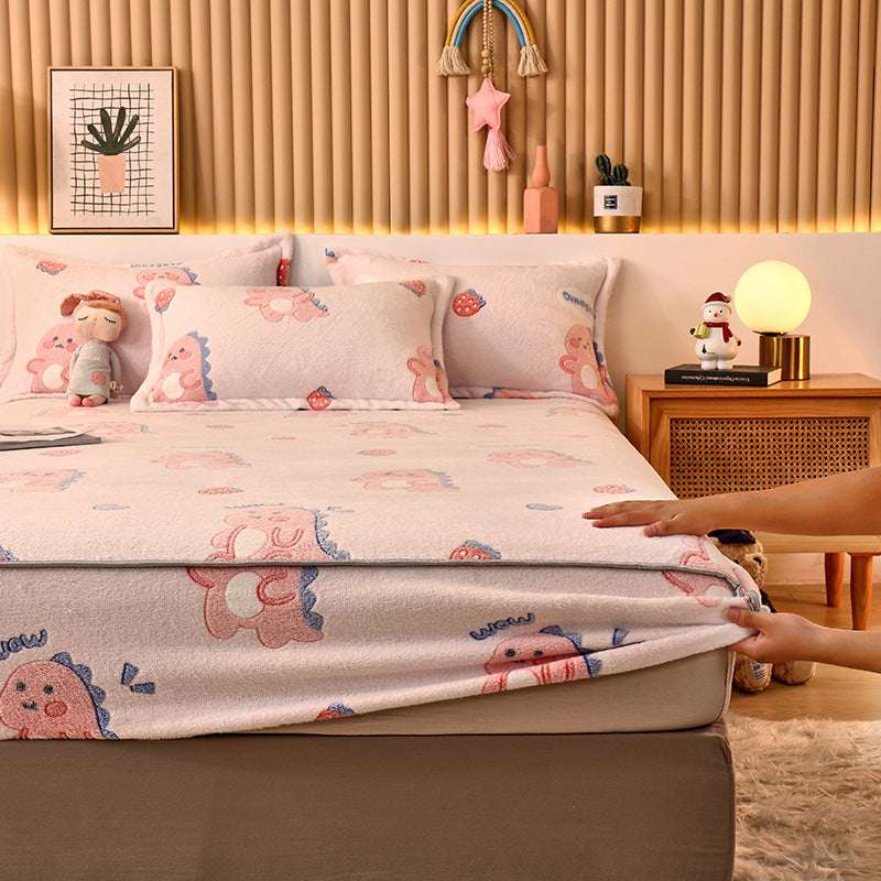 Coral Fleece Duvet Cover Sheet Flannel Pillowcase