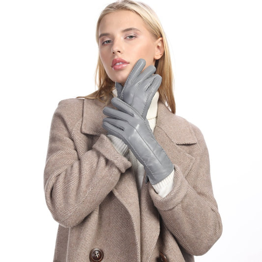 European And American Ladies Color Sheepskin Gloves Fashion Autumn And Winter Warm With Velvet - globaltradeleader