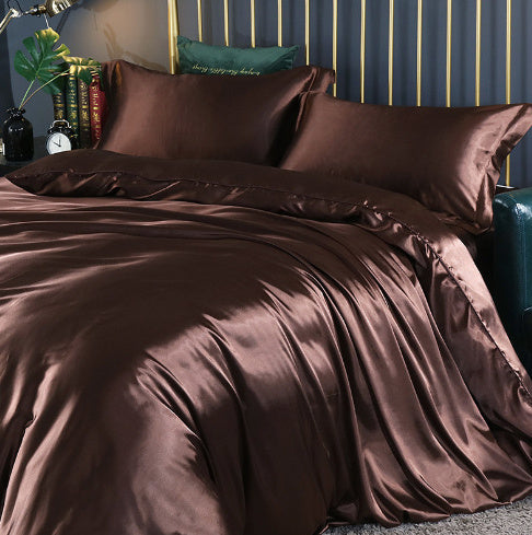 Solid Color Double-sided Silk Four-piece Set Silkworm Silk Satin Bed Sheet Quilt Cover - globaltradeleader