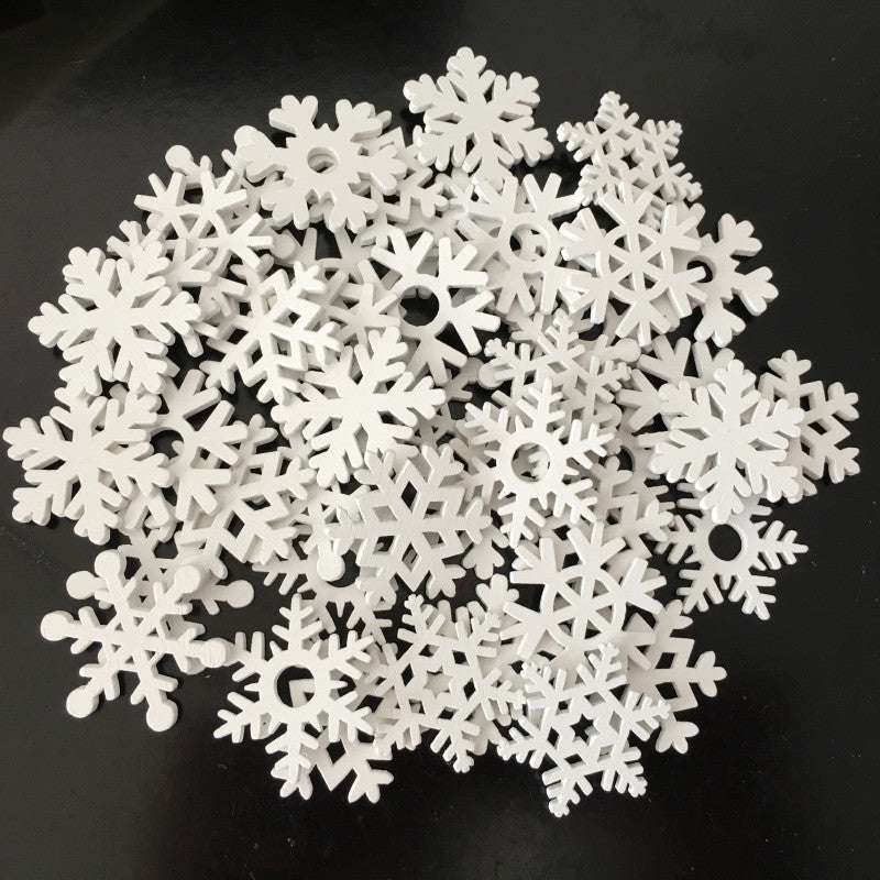 Wooden Crafts White Snowflake Christmas Series Wood Chips