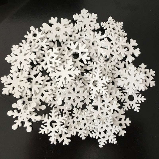 Wooden Crafts White Snowflake Christmas Series Wood Chips